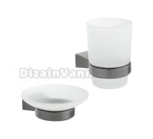 Набор Стакан Fixsen Trend Graphite FX-98006 черный графит + Мыльница FX-98008 черный графит