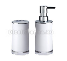 Набор Стакан Ridder Disco 2103201, для зубных щеток, белый + Дозатор 2103501, белый