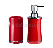 Набор Стакан Ridder Disco 2103106 красный + Дозатор 2103506 настольный, хром, красный