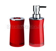 Набор Стакан Ridder Disco 2103206 красный, пластиковый + Дозатор 2103506 настольный, хром, красный