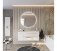 Мебель для ванной комнаты Cezares Eco Cer-N 120 R 2 ящика, 1 дверца, bianco lucido, раковина Duet 120 R, ручки сатиновое золото