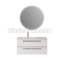 Мебель для ванной комнаты Cezares Eco Cer-N 100 L bianco lucido, раковина Duet 100 L, ручки серые