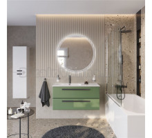 Мебель для ванной комнаты Cezares Eco Cer-N 100 L фисташковый софт, раковина Duet 100 L, ручки матовые черные