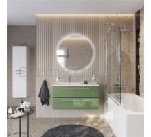 Мебель для ванной комнаты Cezares Eco Cer-N 100 L фисташковый софт, раковина Duet 100 L, ручки серые