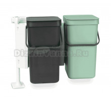 Мусорное ведро Brabantia Sort&Go 214448 2 шт, 12 л, мятно-голубое, темно-серое