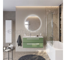 Мебель для ванной комнаты Cezares Eco Cer-N 100 L фисташковый софт, раковина Duet 100 L, ручки сатин