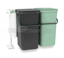 Мусорное ведро Brabantia Sort&Go 214462 2 шт, 16 л, мятно-голубое, темно-серое