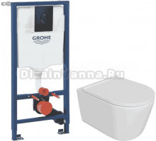 Комплект 5 в 1: Инсталляция Grohe Rapid SL 1000044 + Унитаз подвесной DIWO Архангельск 0800 + Сиденье с микролифтом + Кнопка черная + Комплект креплений