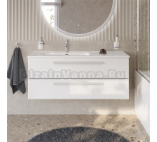 Тумба с раковиной Cezares Eco Cer-N 120 L bianco lucido, раковина Duet 120 L, ручки сатин