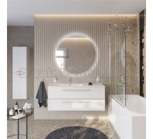 Мебель для ванной комнаты Cezares Eco Cer-N 120 L bianco lucido, раковина Duet 120 L, ручки сатин