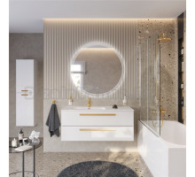 Мебель для ванной комнаты Cezares Eco Cer-N 120 L bianco lucido, раковина Duet 120 L, ручки сатиновое золото