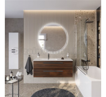 Мебель для ванной комнаты Cezares Eco Cer-N 120 L орех шоколад софт, раковина Duet 120 L, ручки матовые черные