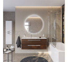 Мебель для ванной комнаты Cezares Eco Cer-N 120 L орех шоколад софт, раковина Duet 120 L, ручки серые