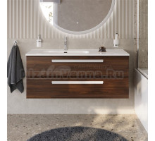 Тумба с раковиной Cezares Eco Cer-N 120 L орех шоколад софт, раковина Duet 120 L, ручки сатин