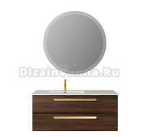 Мебель для ванной комнаты Cezares Eco Cer-N 120 L орех шоколад софт, раковина Duet 120 L, ручки сатиновое золото