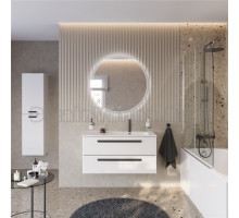 Мебель для ванной комнаты Cezares Eco Cer-N 100 R bianco lucido, раковина Duet 100 R, ручки матовые черные