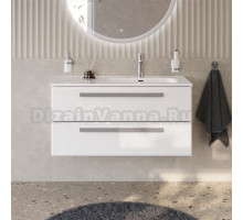 Тумба с раковиной Cezares Eco Cer-N 100 R bianco lucido, раковина Duet 100 R, ручки серые