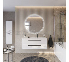 Мебель для ванной комнаты Cezares Eco Cer-N 120 R bianco lucido, раковина Duet 120 R, ручки матовые черные