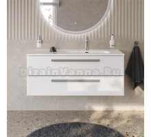 Тумба с раковиной Cezares Eco Cer-N 120 R bianco lucido, раковина Duet 120 R, ручки серые