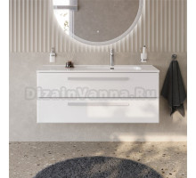 Тумба с раковиной Cezares Eco Cer-N 120 R bianco lucido, раковина Duet 120 R, ручки сатин