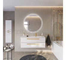 Мебель для ванной комнаты Cezares Eco Cer-N 120 R bianco lucido, раковина Duet 120 R, ручки сатиновое золото