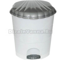 Мусорное ведро Violet 32 л, с педалью, бело-серое