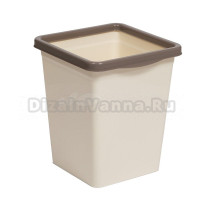Мусорное ведро Violet квадратное с фиксатором, 14 л, слоновая кость/шоколад