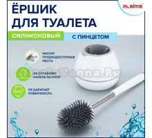 Ершик для унитаза Laima 608132 с пинцетом, белый, серый