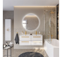 Мебель для ванной комнаты Cezares Eco Cer-N 120 4 ящика, bianco lucido, раковина Eco 120, двойная, ручки сатиновое золото