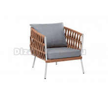 Садовое кресло 4SiS Диего каркас светло-серый (RAL7035) муар, роуп оранжевый меланж, ткань светло-серая