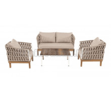 Комплект садовой мебели 4 в 1 4SiS Диего каркас дуб, роуп бежевый, столешница дуб