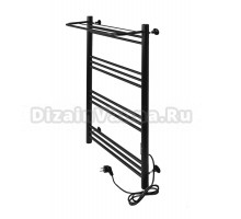 Полотенцесушитель электрический Tera Богема 500х1000 100x55 см, подключение справа, матовый черный RAL9005, лесенка, из стали, с полкой