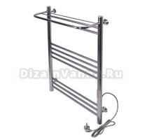 Полотенцесушитель электрический Tera Богема 500х800 80x55 см, подключение справа, полированный хром, лесенка, с полкой