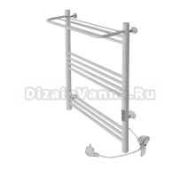 Полотенцесушитель электрический Tera Богема 500х800 80x55 см, подключение справа, матовый белый RAL9016, лесенка, из стали, с полкой
