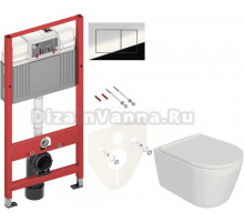 Комплект 5 в 1: Инсталляция TECE Now 9400412 + Унитаз подвесной DIWO Архангельск 0800 + Сиденье с микролифтом + Кнопка хром + Комплект шумоизоляции, креплений