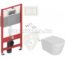 Комплект 5 в 1: Инсталляция TECE Base 9400413 + Унитаз подвесной DIWO Архангельск 0800 + Сиденье с микролифтом + Кнопка белая + Комплект шумоизоляции, креплений