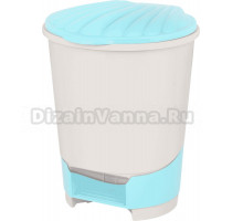 Мусорное ведро Альтернатива 49934 10 л, светло-бежевое, синее