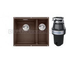 Комплект Мойка Blanco Subline 340/160-U, кофе, левая + Измельчитель KUCHENSTERN Muhle