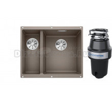 Комплект Мойка Blanco Subline 340/160-U, серый беж, правая + Измельчитель KUCHENSTERN Muhle