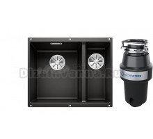 Комплект Мойка Blanco Subline 340/160-U, черная, левая + Измельчитель KUCHENSTERN Muhle