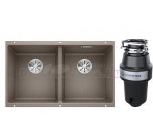 Комплект Мойка Blanco Subline 350/350-U, серый беж + Измельчитель KUCHENSTERN Muhle