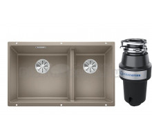 Комплект Мойка Blanco Subline 430/270-U, серый беж + Измельчитель KUCHENSTERN Muhle