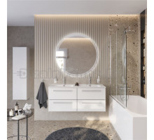 Мебель для ванной комнаты Cezares Eco Cer-N 120 4 ящика, bianco lucido, раковина Duet 120, двойная, ручки сатин