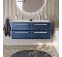 Тумба с раковиной Cezares Eco Cer-N 120 4 ящика, sapfiro, раковина Eco 120, двойная, ручки серые