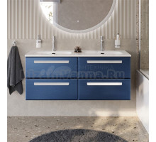 Тумба с раковиной Cezares Eco Cer-N 120 4 ящика, sapfiro, раковина Eco 120, двойная, ручки сатин