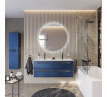 Мебель для ванной комнаты Cezares Eco Cer-N 120 4 ящика, sapfiro, раковина Duet 120, двойная, ручки матовые черные