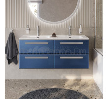 Тумба с раковиной Cezares Eco Cer-N 120 4 ящика, sapfiro, раковина Duet 120, двойная, ручки серые