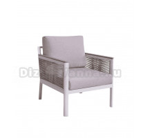 Садовое кресло 4SiS Сан Ремо каркас белый, роуп бежевый, ткань бежевая