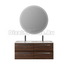 Мебель для ванной комнаты Cezares Eco Cer-N 120 4 ящика, орех шоколад софт, раковина Eco 120, двойная, ручки матовые черные