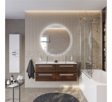 Мебель для ванной комнаты Cezares Eco Cer-N 120 4 ящика, орех шоколад софт, раковина Eco 120, двойная, ручки серые